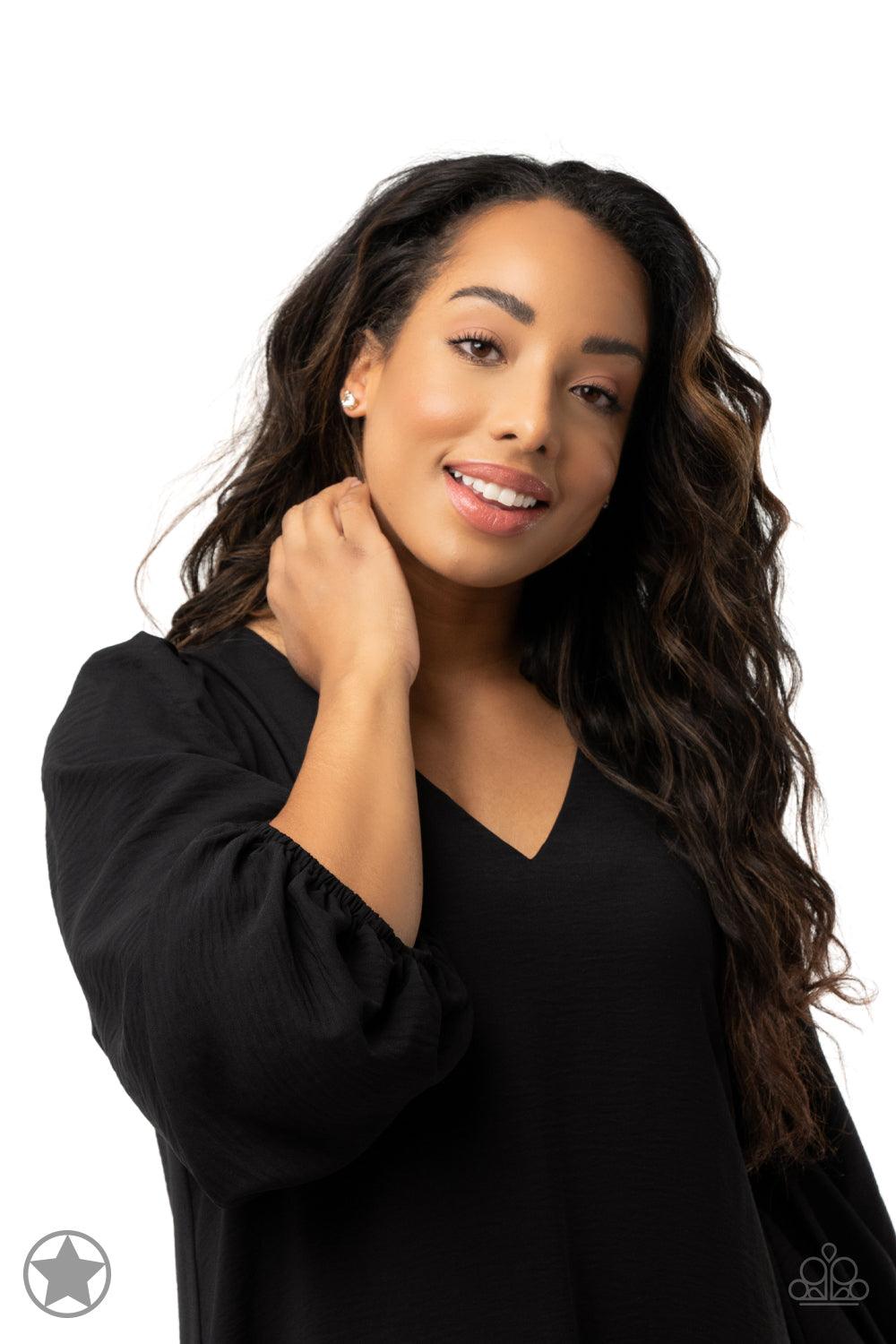 Paparazzi Accessories Just In TIMELESS - Gold A sparkling white rhinestone is nestled inside a classic gold frame for a timeless look. Earring attaches to a standard post fitting. Sold as one pair of post earrings. Jewelry