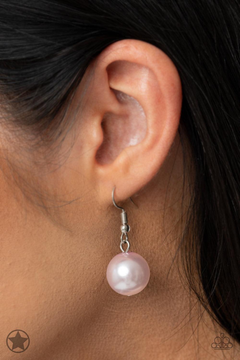 Paparazzi Accessories All The Trimmings - Pink A silky pink ribbon replaces a traditional chain to give an elegant look. Pearly pastel pink beads and funky silver pieces intermix with varying lengths of silver chains to give a fresh take on a Victorian-in