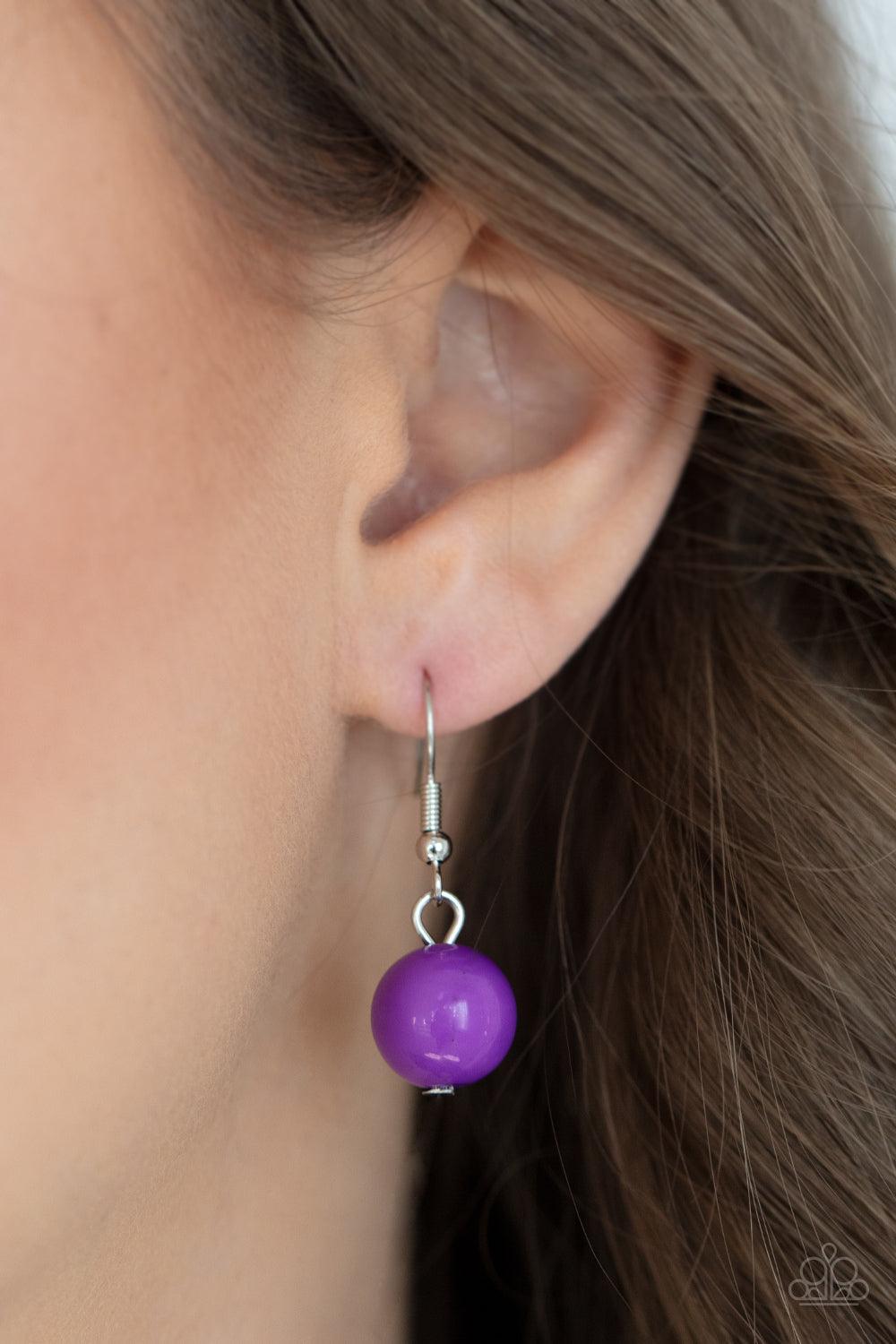 Paparazzi Accessories Upscale Chic - Purple Bold yet whimsical, Amethyst Orchid beads alternate with silver beads etched in a linear pattern along two strands for a vibrant statement below the collar. Features an adjustable clasp closure. Sold as one indi