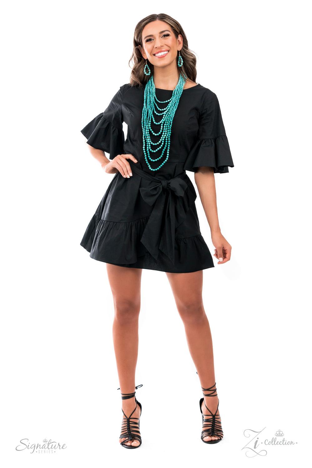 Paparazzi Accessories The Hilary Intermixed with dainty silver beads, a groundbreaking display of refreshing turquoise stone beads gradually increases in size as they drape into artisan inspired layers down the chest. The trailblazing length combined with