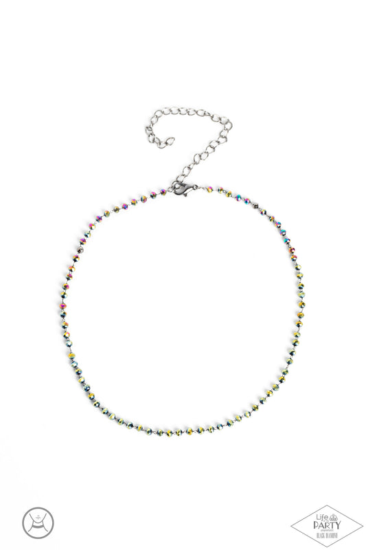 Paparazzi Accessories Mini MVP - Multi A dainty row of faceted oil spill crystal-like beads delicately links around the neck, resulting in a radiant glimmer. Features an adjustable clasp closure. Due to its prismatic palette, color may vary. Sold as one i