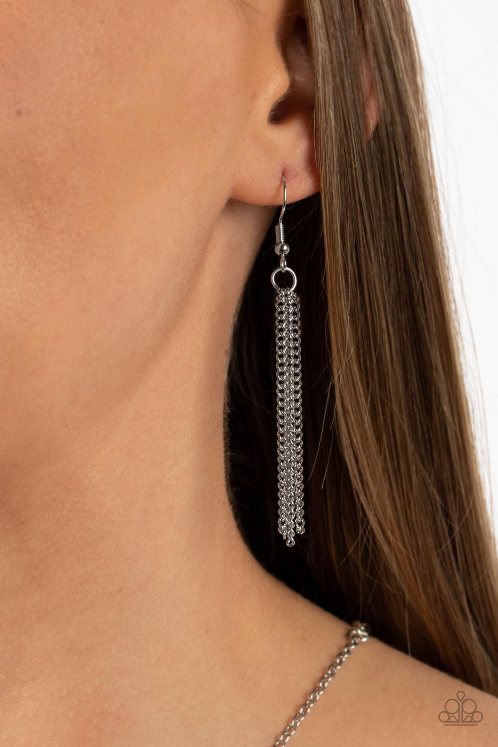 Paparazzi Accessories SEA You Around - Pink Flecks of iridescent pink shell are encased inside a glassy frame bordered in silver, creating a whimsical pendant below the collar. Features an adjustable clasp closure. Sold as one individual necklace. Include