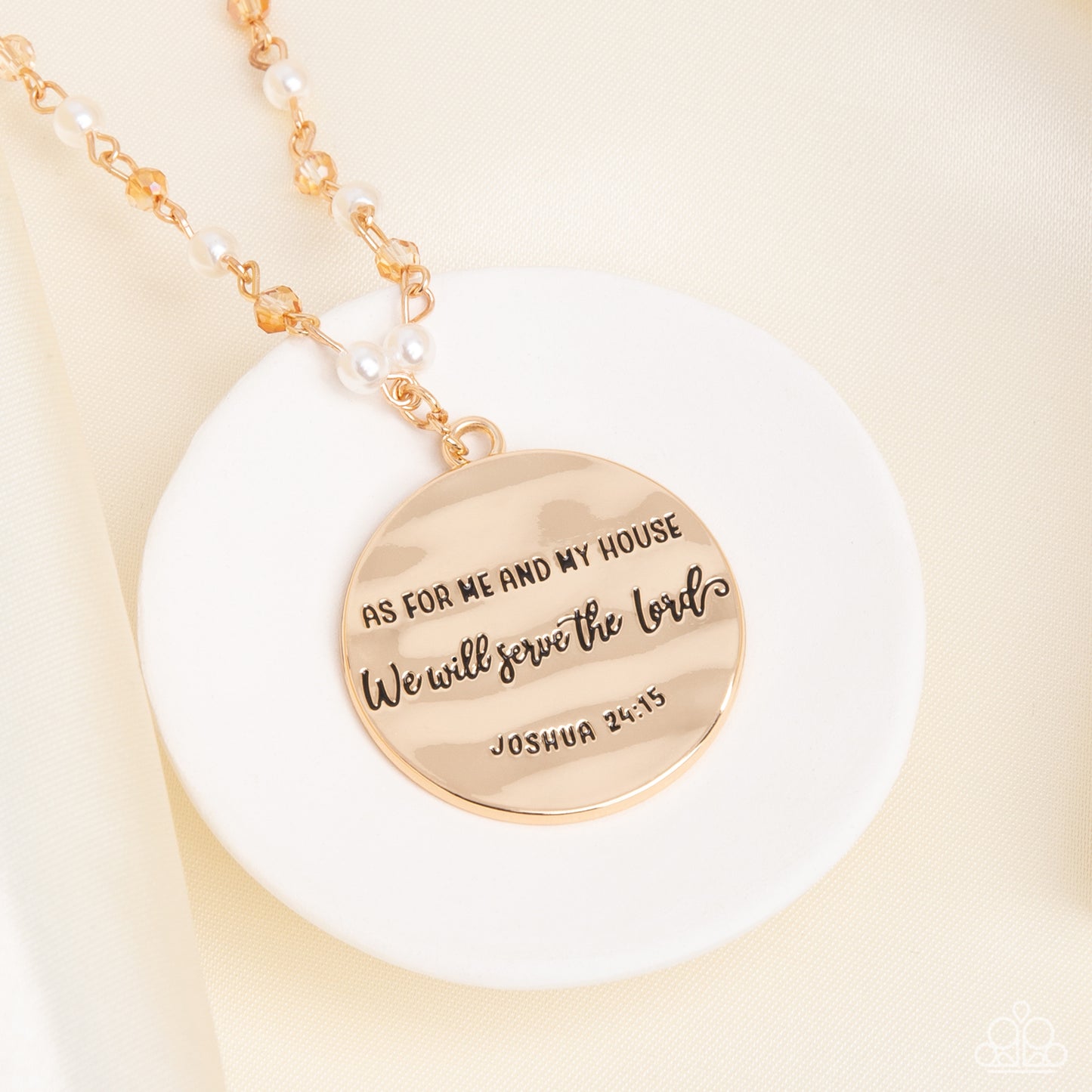 Paparazzi Accessories Serving the Lord - Gold Infused with glassy beads brushed in a gold undertone, and bubbly white pearls, an extended, dainty gold chain shimmers and shines down the chest. Hanging from the bottom of the light-reflecting chain, an over
