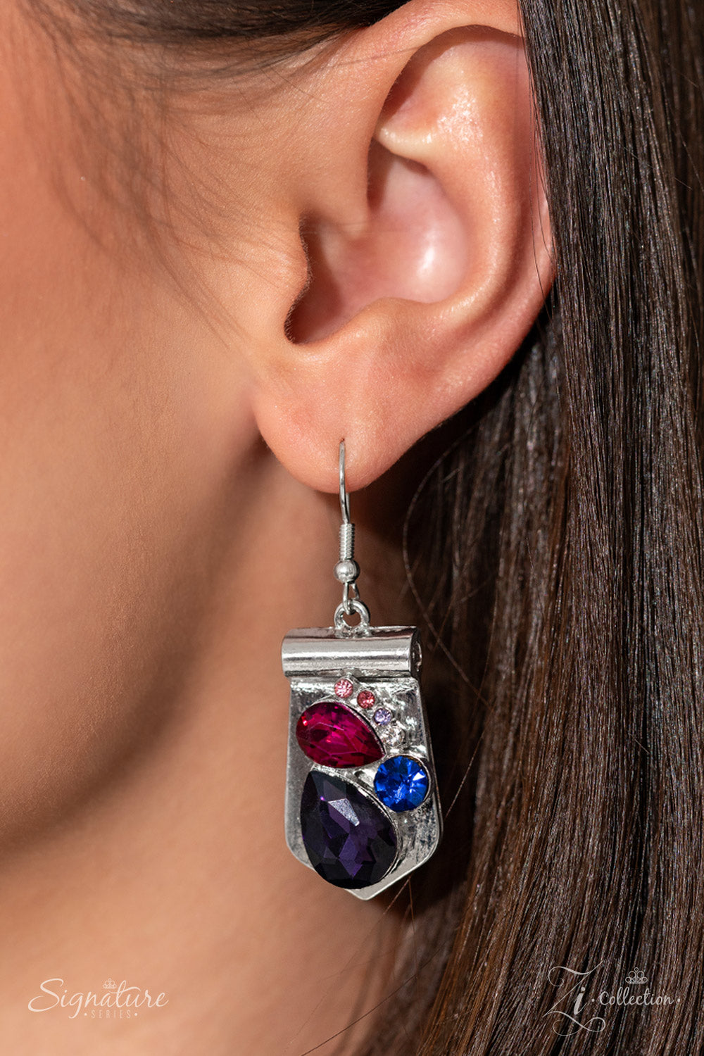 Paparazzi Accessories The Laura Shimmery silver plates slide along a skinny snake chain, with sleek metallic beads separating each one. Clusters of faceted gems are haphazardly staggered across the surface of each silver canvas, emitting a treasure trove