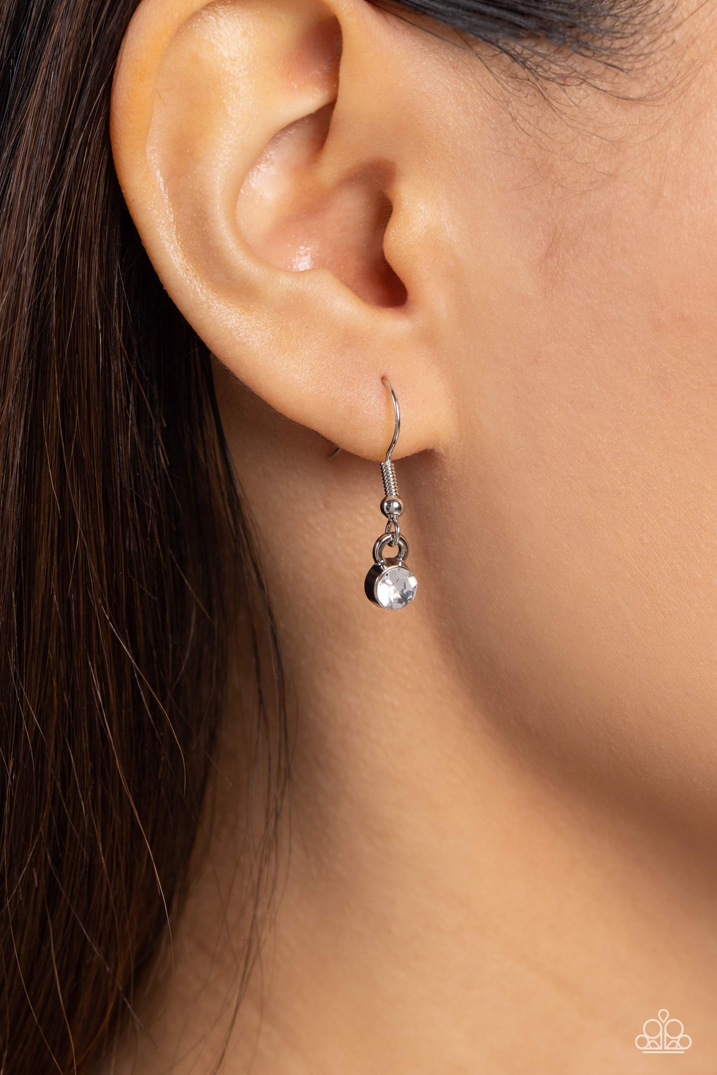 Paparazzi Accessories INITIALLY Yours - C - White Embossed with dainty white rhinestones, a silver letter "C" hovers below the collar from a dainty silver chain, for a sentimentally simple design. Features an adjustable clasp closure. Sold as one individu