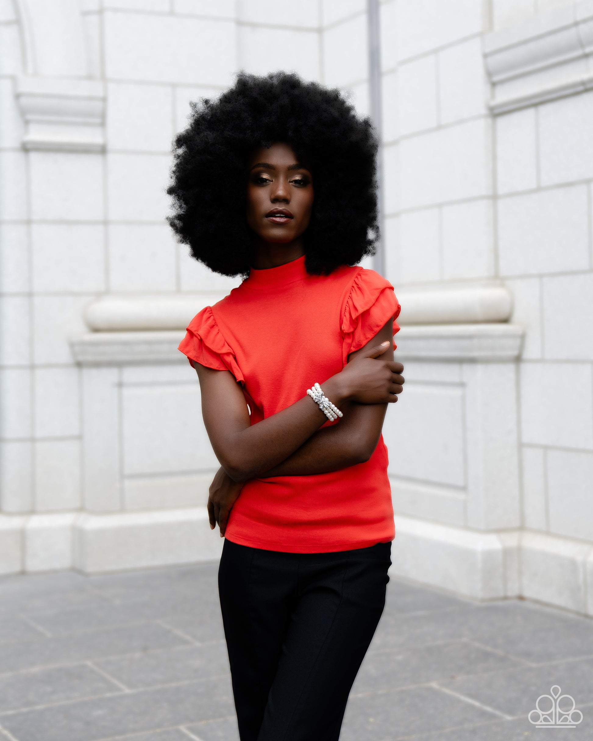 Paparazzi Accessories How Do You Do? - White Strung along elastic stretchy bands, three strands of high-sheen classic white pearls wrap around the wrist. Featured atop the pearly collection, a loopy silver bow, filled with glistening white rhinestones is