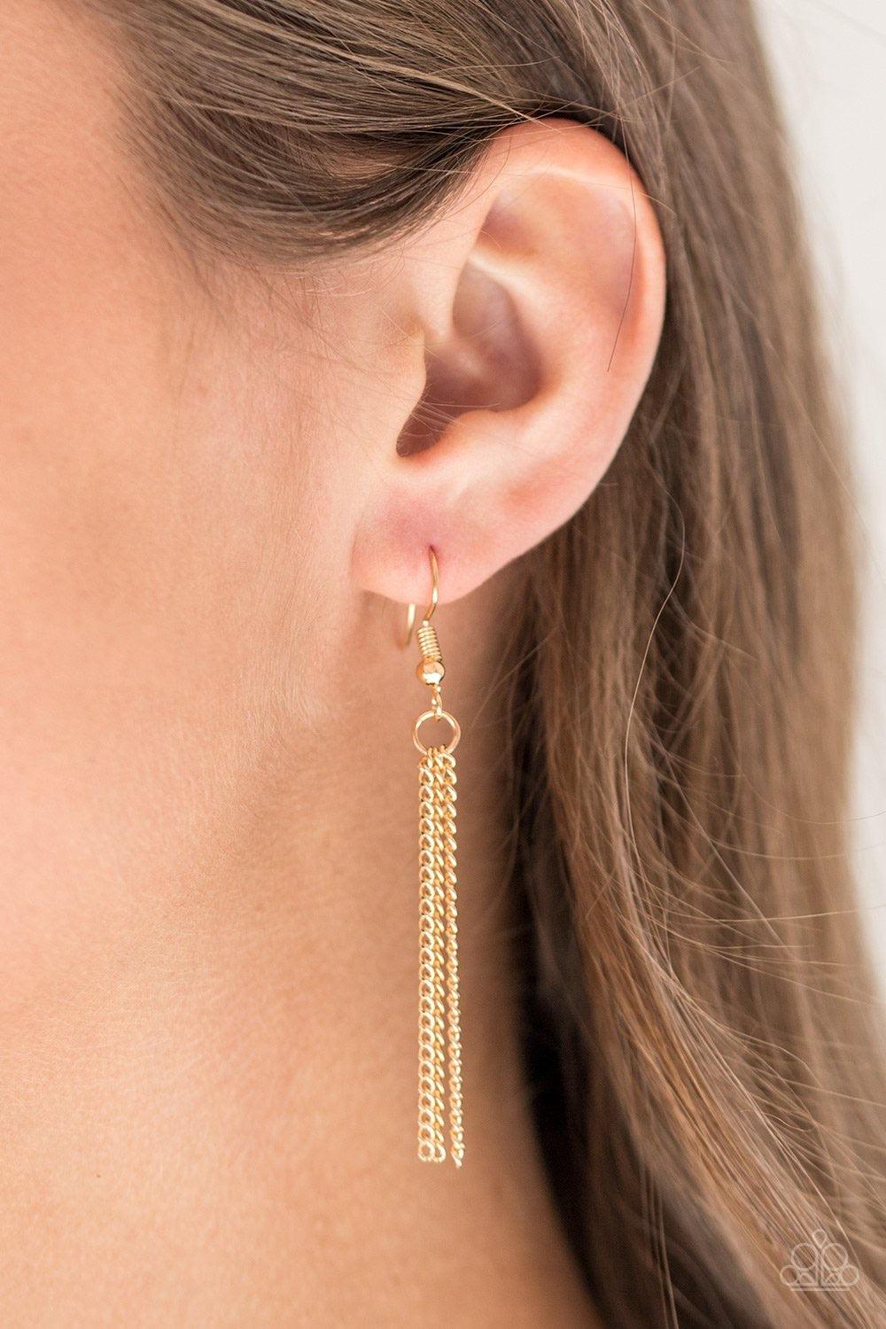 Paparazzi Accessories Santa Fe Simplicity - White Chiseled into a tranquil almond-shape, an oversized white stone pendant swings from the bottom of a lengthened gold chain in a seasonal fashion. Features an adjustable clasp closure. Jewelry