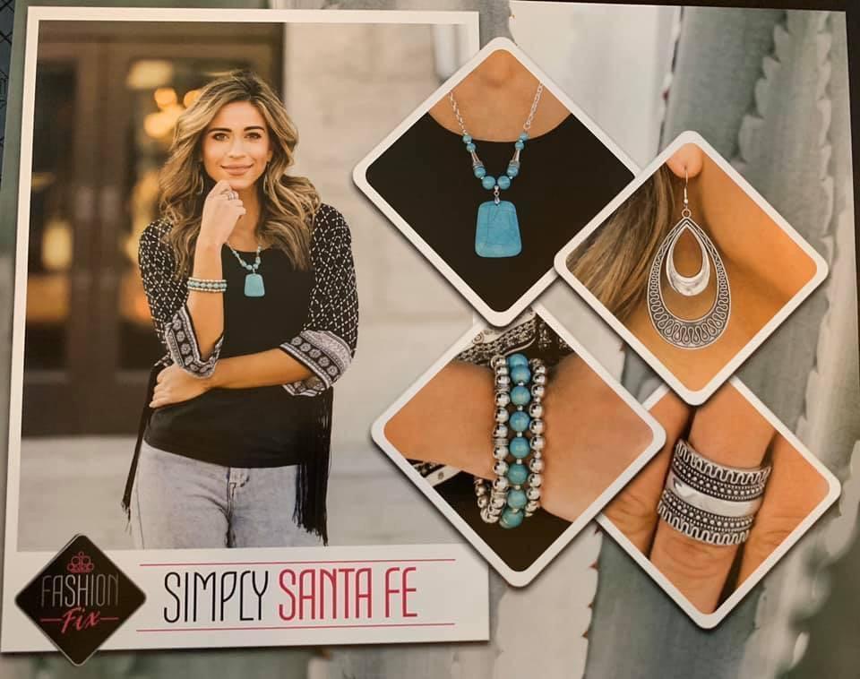 Paparazzi Accessories Simply Santa Fe: FF December 2019 Earthy, desert-inspired designs are what the Simply Santa Fe collection is all about. Natural stones, indigenous patterns, and vibrant colors of the Southwest are sprinkled throughout this trendy col