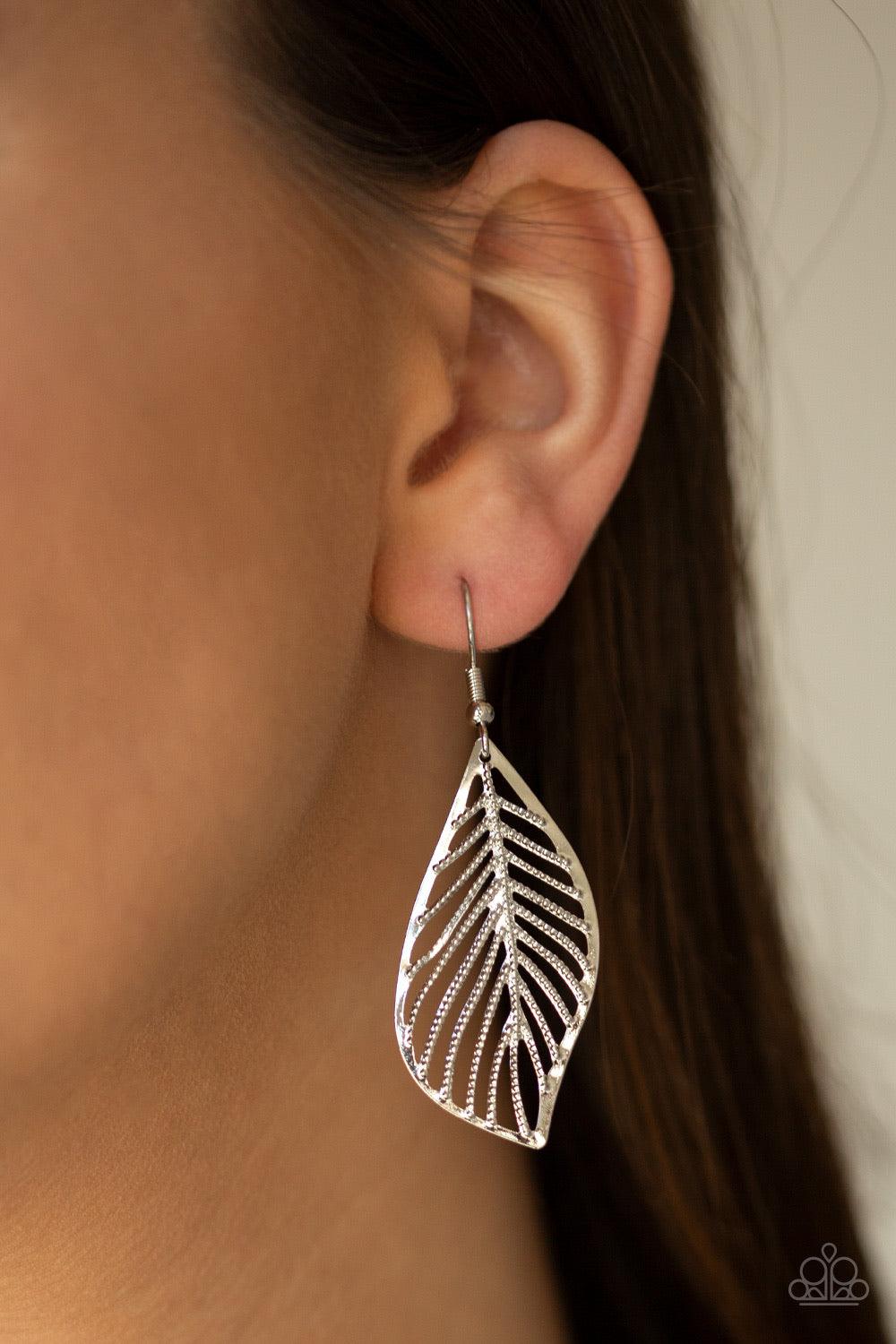 Paparazzi Accessories Feathery Foliage - Brown Dainty topaz rhinestones and leafy silver feathers swing from a thick silver chain, creating a whimsical fringe below the collar. Features an adjustable clasp closure. Jewelry