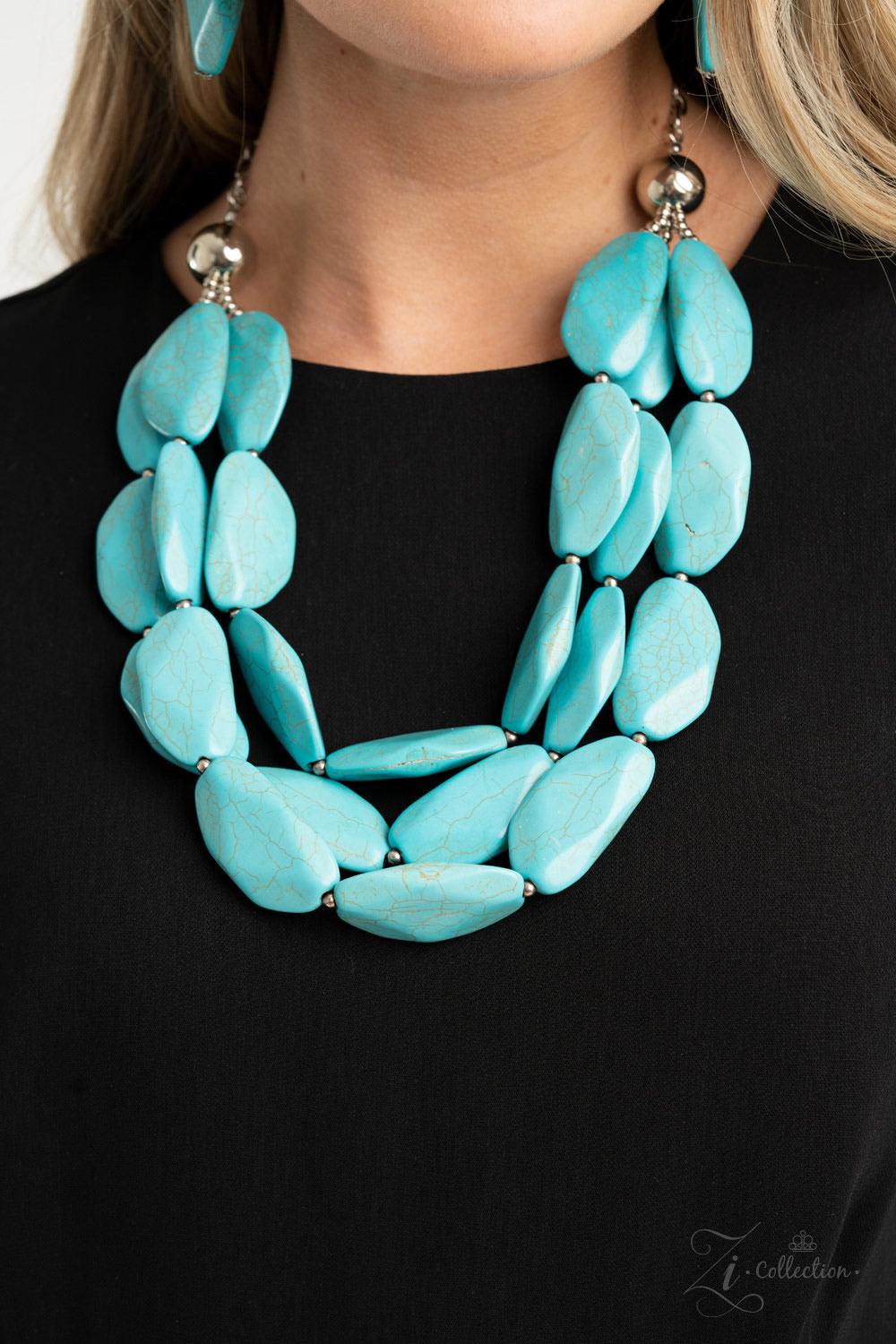 Paparazzi Accessories Authentic 💗💗ZiCollection $25💗💗 Three groundbreaking tiers of faceted turquoise stones and dainty silver beads layer down the chest, creating bold layers. The earthy stones combine flawlessly with strands of silver chain, pioneeri