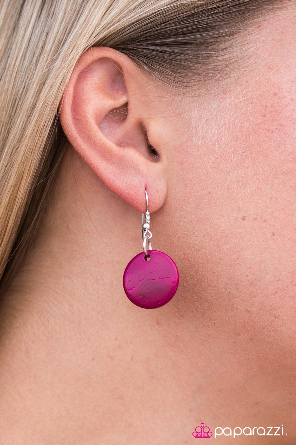 Paparazzi Accessories Living The Tropical Life - Pink Tinted in vivacious pink hues, bits of wooden beads and discs join earthy wooden beads along an elongated strand of thread. Try double-wrapping or even triple-wrapping around the neck for a colorfully