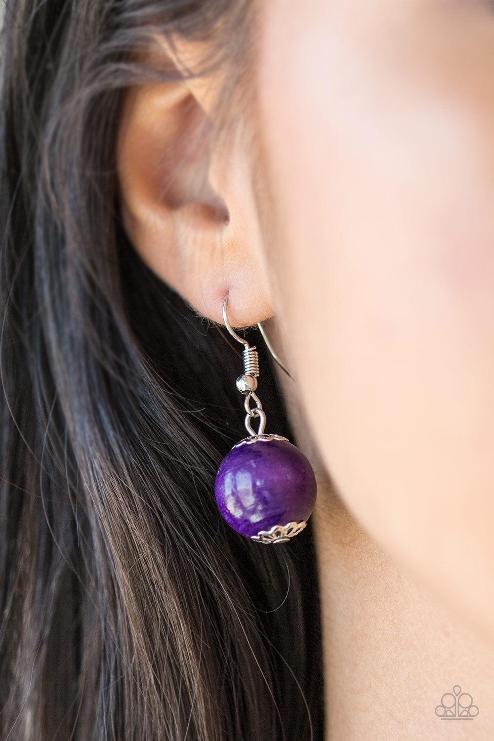 Paparazzi Accessories Oh My Miami - Purple Brown wooden beads are threaded along shiny brown cording. Brushed in a vivacious finish, dramatic purple wooden beads alternate below the collar for a bold summer look. Features a button loop closure. Jewelry