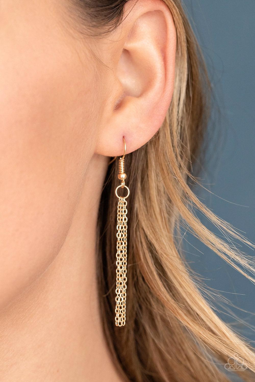 Paparazzi Accessories The GLAM-Ma - Gold Dotted with a dainty white rhinestone, a gold rectangular frame stamped in the sassy word, "Glam-ma", is suspended below the collar by a dainty gold chain for a glamorous look. Features an adjustable clasp closure.