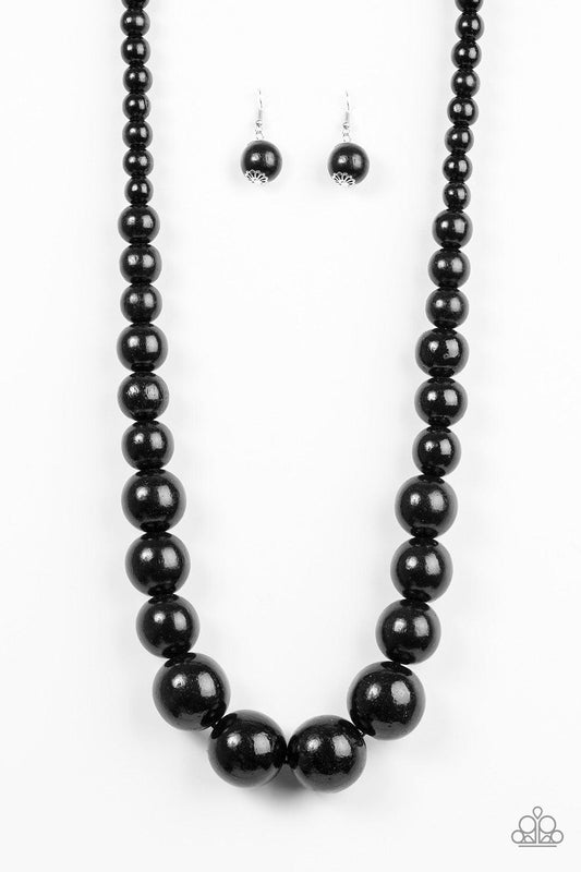 Paparazzi Accessories Effortlessly Everglades - Black Gradually increasing in size near the center, refreshing black wooden beads are threaded along a black string for a summery look. Features an adjustable sliding knot closure. Jewelry