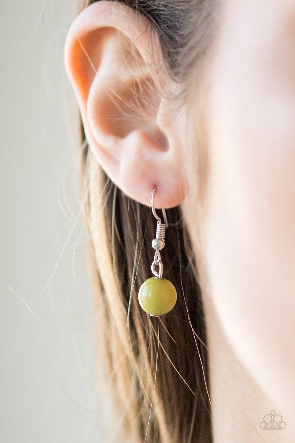 Paparazzi Accessories Island Excursion - Green Tiers of round and abstract gray beading give way to green beading, creating a cascading complementary ombre-effect below the collar. Features an adjustable clasp closure. Jewelry