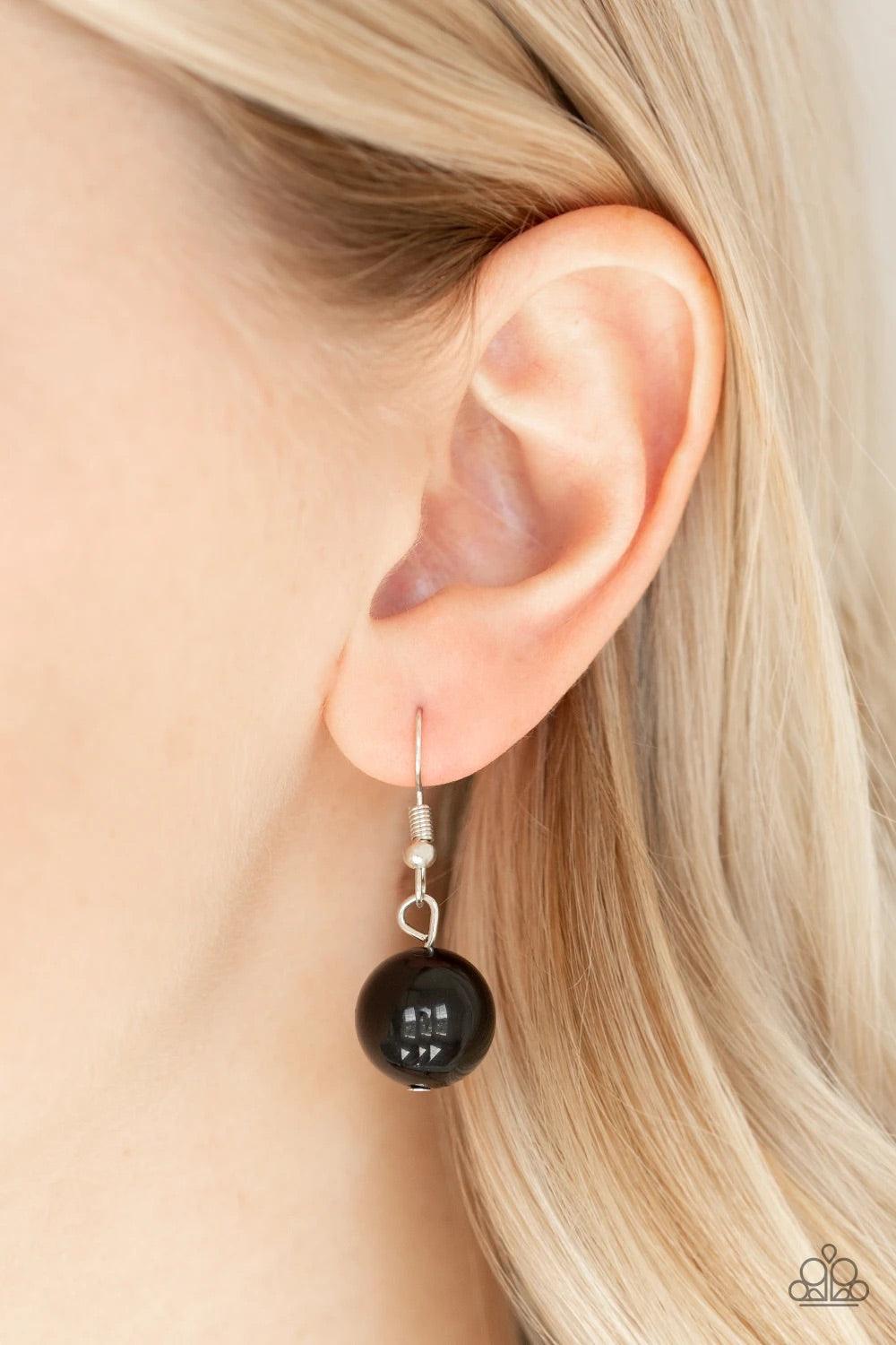 Paparazzi Accessories Top Pop - Black Polished black beads and dramatic silver beads drape below the collar for a perfect pop of color. Features an adjustable clasp closure. Sold as one individual necklace. Includes one pair of matching earrings. Jewelry