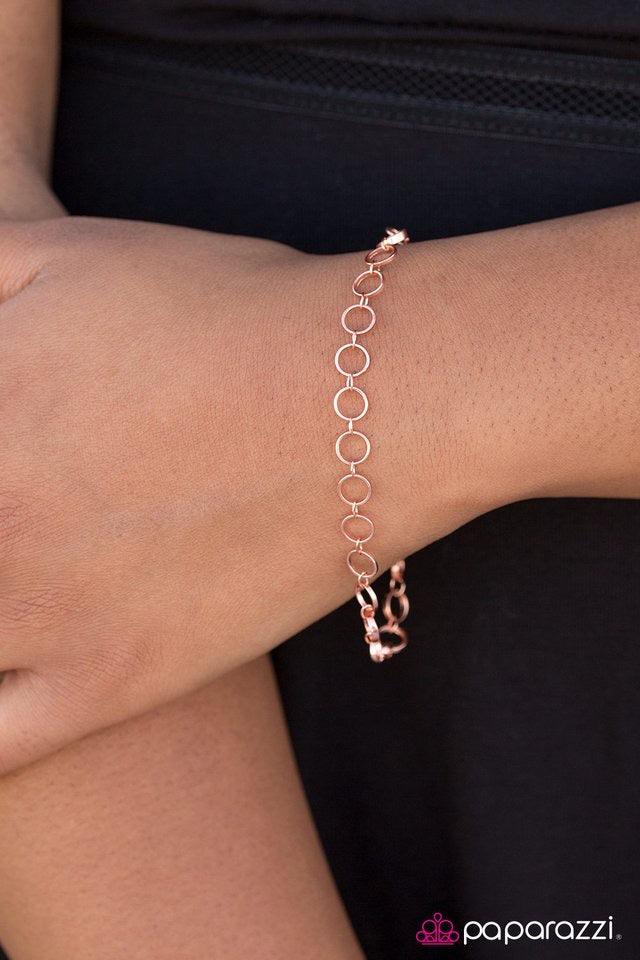 Paparazzi Accessories Step Up The Steampunk - Copper Dainty copper rings link around the wrist, creating blinding hints of shimmer. Features an adjustable clasp closure. Jewelry