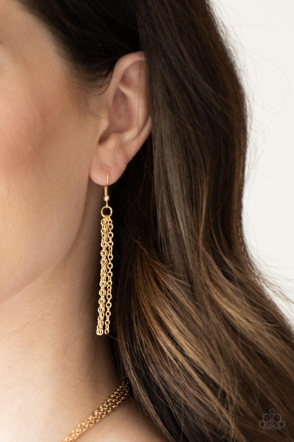 Paparazzi Accessories Once in a MILLIONAIRE - Multi Featuring sleek gold frames, imperfect teardrop gems layer down the chest in a refined fashion. Features an adjustable clasp closure. Sold as one individual necklace. Includes one pair of matching earrin