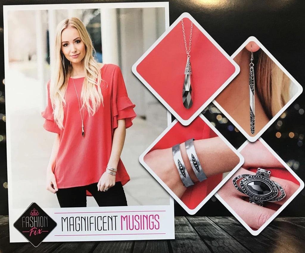 Paparazzi Accessories Jaw-Droppingly Jealous - Black Capped in a silver frame radiating with glittery hematite rhinestones, a smoky metallic teardrop pendant swings from the bottom of a dramatically elongated silver chain, creating a jaw-dropping display.