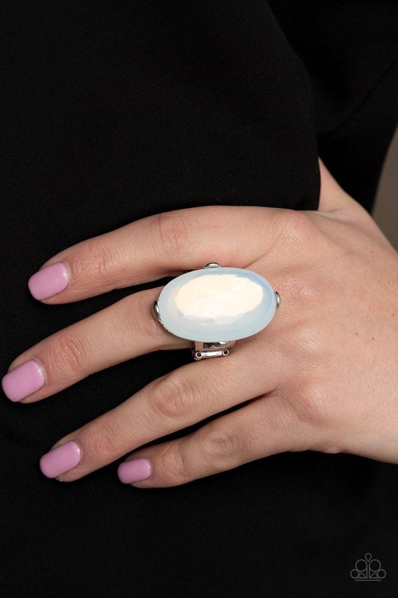 Paparazzi Accessories Opal Opulence - White A shimmering white opal in a silver frame. Features a stretchy band for a flexible fit. Jewelry