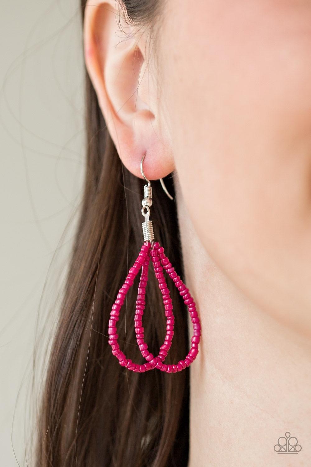 Paparazzi Accessories Bora Bombora - Pink Row after row of pink seed beads cascade down the chest, creating summery layers. Features an adjustable clasp closure. Jewelry