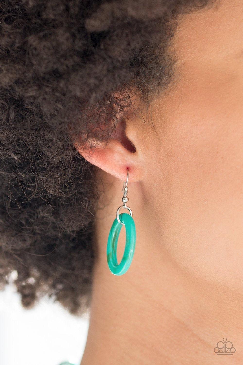 Paparazzi Accessories All In-VINCIBLE - Blue Brushed in a faux-marble finish, bold turquoise links connect below the collar for a statement making look. Features an adjustable clasp closure. Jewelry