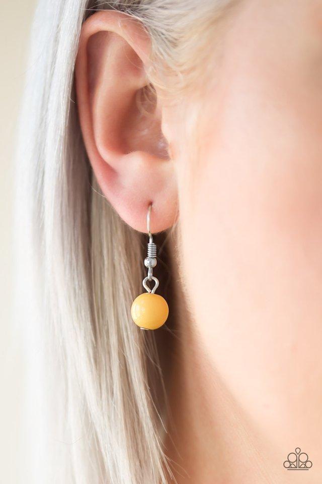 Paparazzi Accessories Galapagos Glam - Multi Tiers of round yellow and abstract gray beading layer below the collar in a colorful fashion. Features an adjustable clasp closure. Jewelry