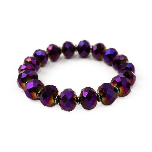 Paparazzi Accessories Beautifully Bewitching - Purple Brushed in an iridescent shimmer, metallic purple gems are threaded along a stretchy band, gradually increasing in size near the center for a dramatic finish. Sold as one individual bracelet. Jewelry