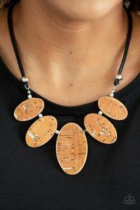 Paparazzi Accessories Nature’s Finest - Brown Oval wood accents extend from a black cord for an earthly look. Jewelry