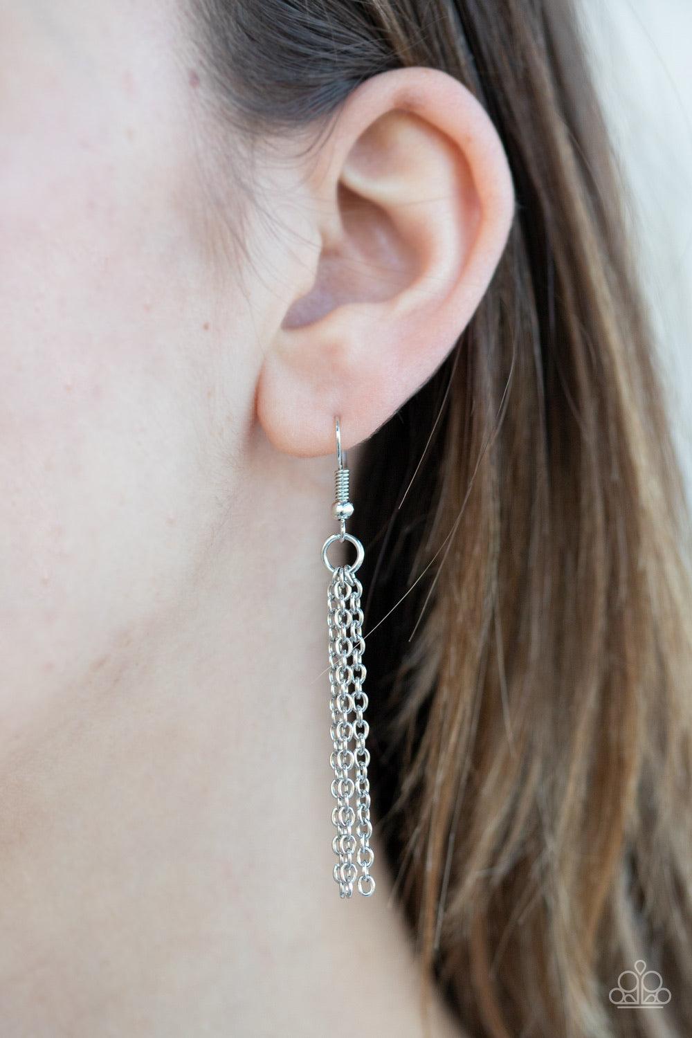 Paparazzi Accessories Sail Into the Sunset - Yellow Painted in yellow and white stripes, an earthy brown wooden hoop swings from the bottom of a lengthened silver chain for a seasonal flair. Features an adjustable clasp closure. Jewelry