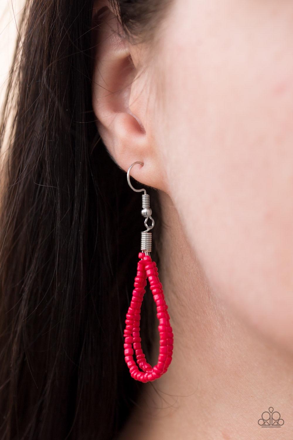 Paparazzi Accessories Bora Bombora - Red Row after row of fiery red seed beads cascade down the chest, creating summery layers. Features an adjustable clasp closure. Jewelry