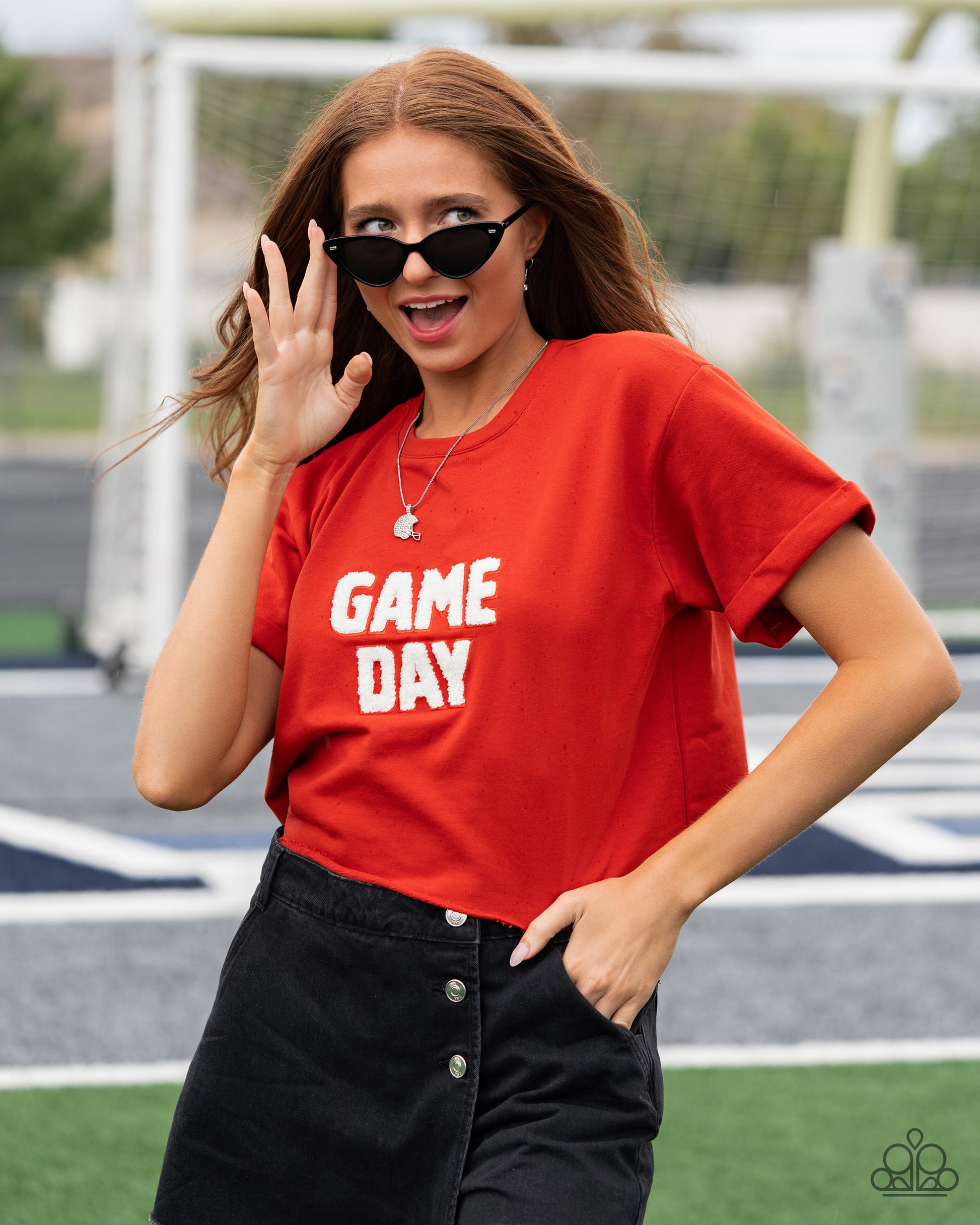 Paparazzi Accessories Touchdown Twinkle - White Encrusted in dazzling white rhinestones, a football helmet, complete with a sleek silver face mask, glides along an elongated silver chain for a twinkling touchdown. Features an adjustable clasp closure. Sol