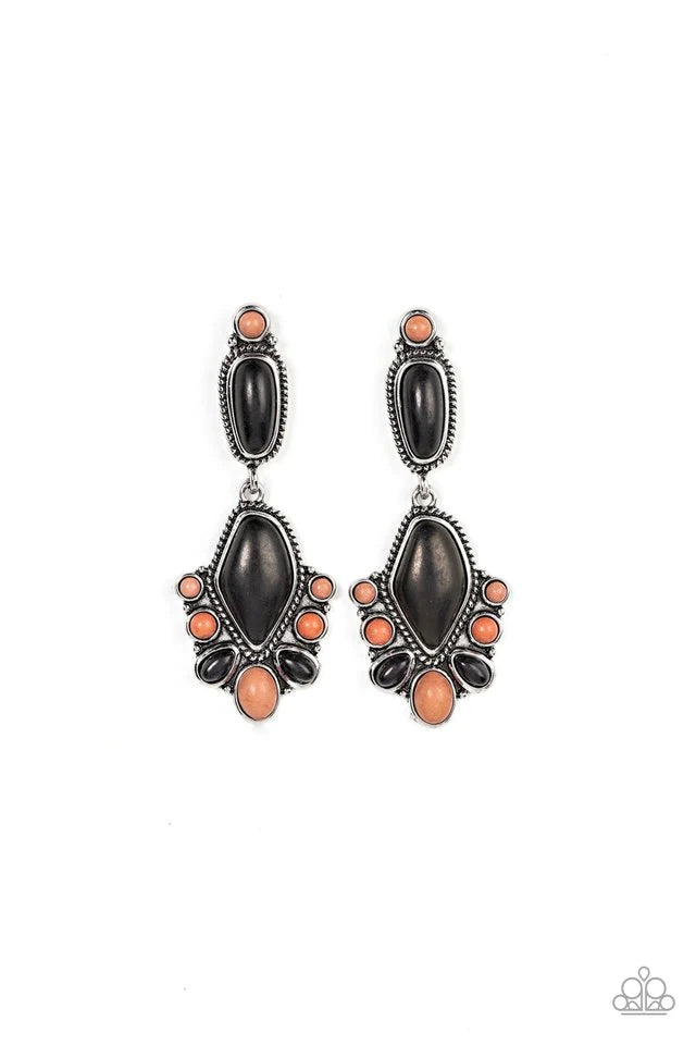 Paparazzi Accessories Terrestrial Talisman - Multi An oversized oval Fire Whirl cat's eye stone is pressed into a frilly silver backdrop whirling with studded filigree, resulting in a whimsical glow atop the finger. Features a stretchy band for a flexible