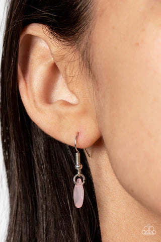Paparazzi Accessories Sweet DREAMCATCHER - Multi Dainty pearls, gray accents, and white and baby pink teardrop beads in an opaque finish cascade from the bottom of an airy silver almond-shaped frame. A strand of white and gray pearls and a solitaire baby