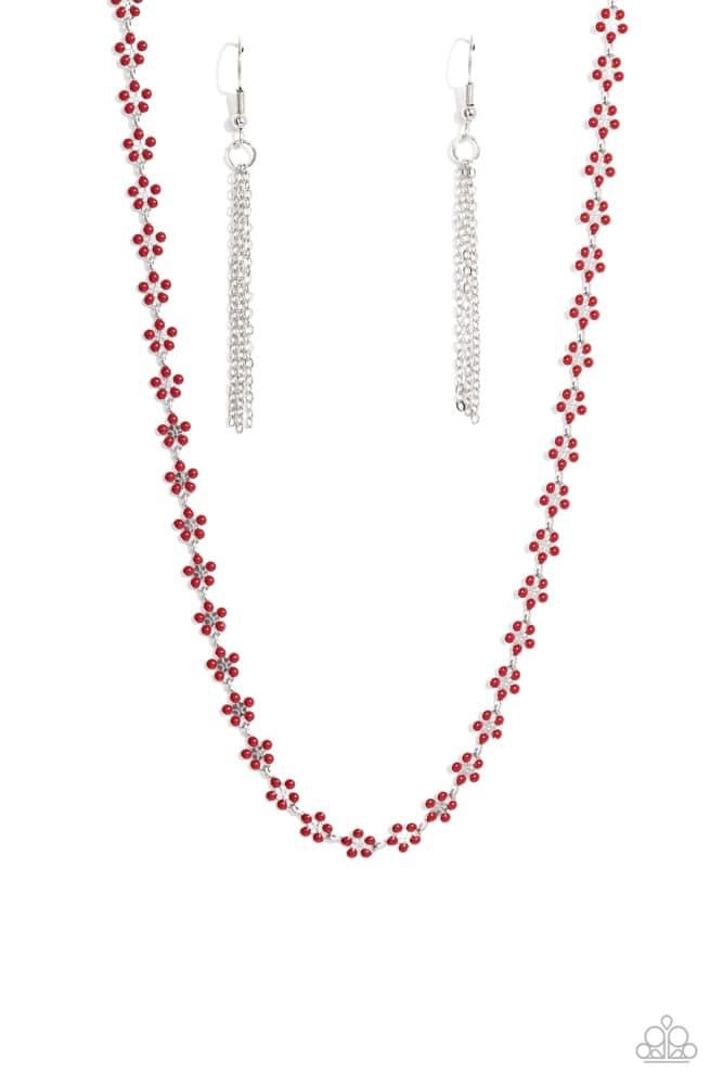 Paparazzi Accessories Floral Catwalk - Red Fashion Fix Exclusive August Stylist Picks Jewelry