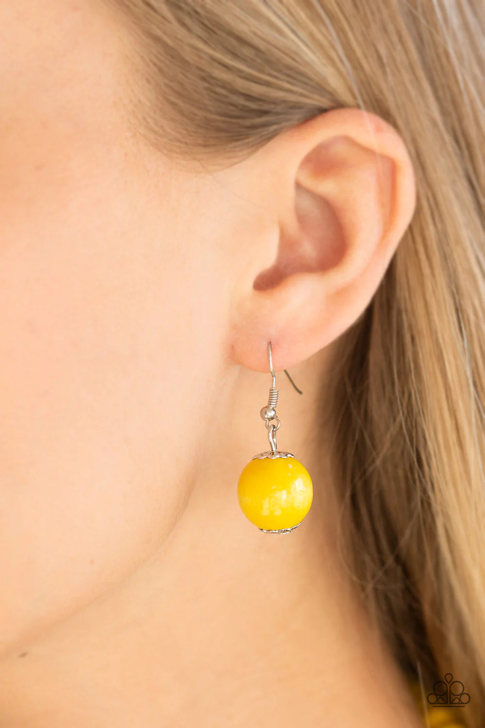 Paparazzi Accessories Tahiti Tropic - Yellow Brushed in a sunny yellow finish, strands of vivacious wooden beads subtly twist across the chest for a summery look. Sold as one individual necklace. Includes one pair of matching earrings. Jewelry