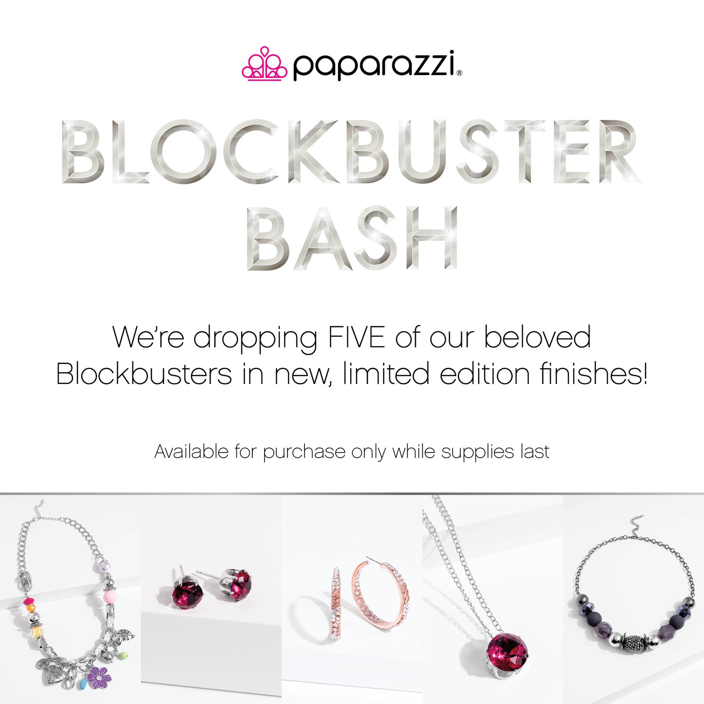 Paparazzi Accessories Blockbuster Pack: June 2023 Includes one of each exclusive Blockbuster Pack accessory for June 2023: Necklace: "What A Gem - Pink" (P2RE-PKXX-398XX) Necklace: "Charmed, I Am Sure - Multi" (P2WH-MTSV-290XX) Hoop Earring: "GLITZY By As