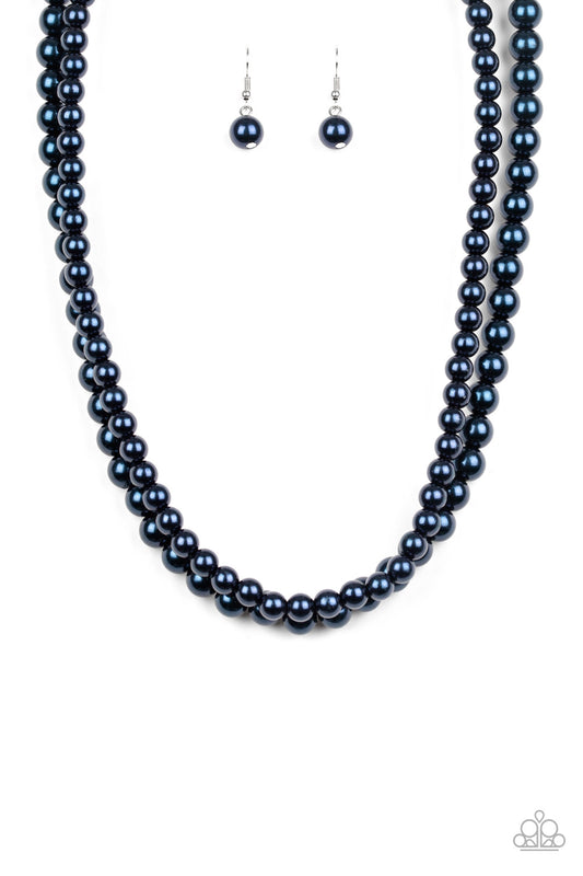 Paparazzi Accessories Woman Of The Century - Blue Two strands of classic blue pearls are strung along invisible wires below the collar. Each strand slightly varies in size, adding a modern twist to the timeless pearl palette. Features an adjustable clasp