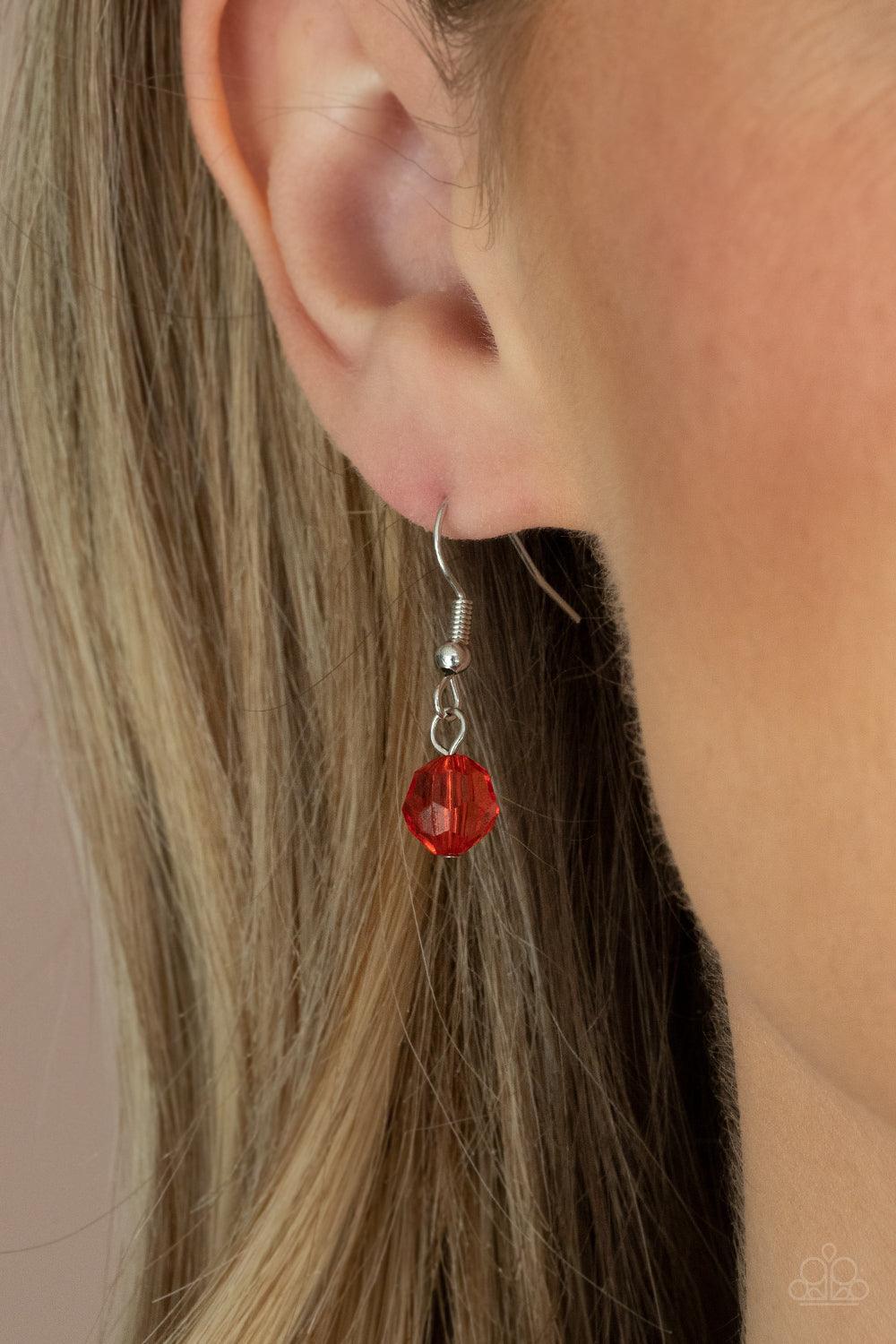 Paparazzi Accessories Let The Festivities Begin - Red Row after row of glittery red crystal-like beads swing from interconnected strands of silver chain, creating a colorfully effervescent fringe below the collar. Features an adjustable clasp closure. Sol