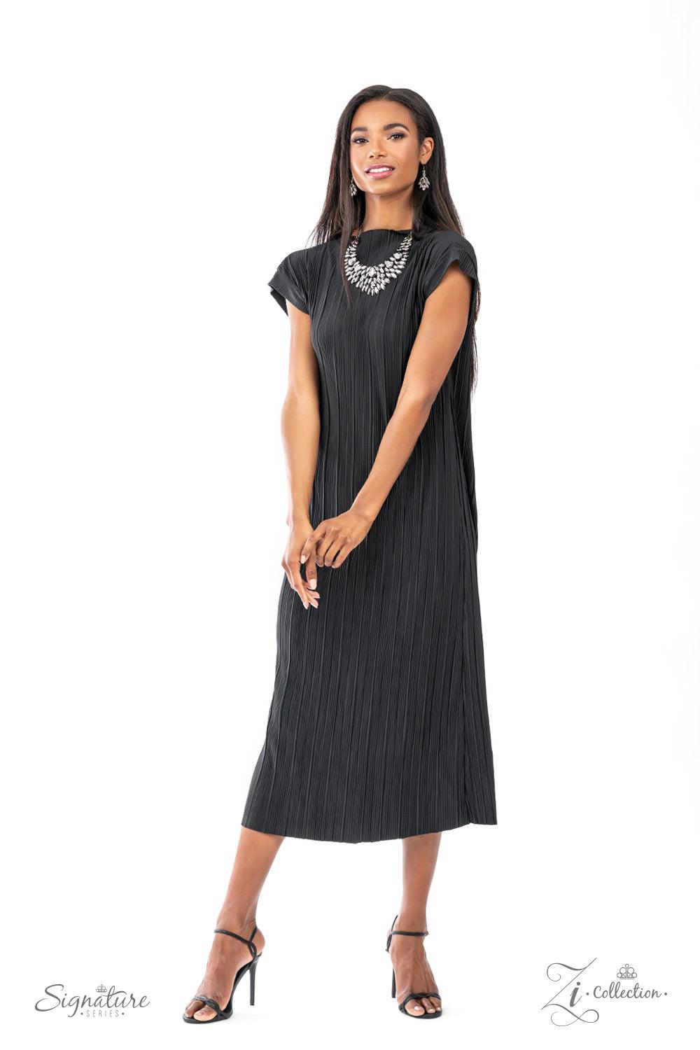 Paparazzi Accessories The Tanisha A smoldering collection of oversized teardrop and marquise cut hematite rhinestones daringly fan out from the collar, coalescing into intense interconnected frames. The dauntless display of dazzle locks in place, creating