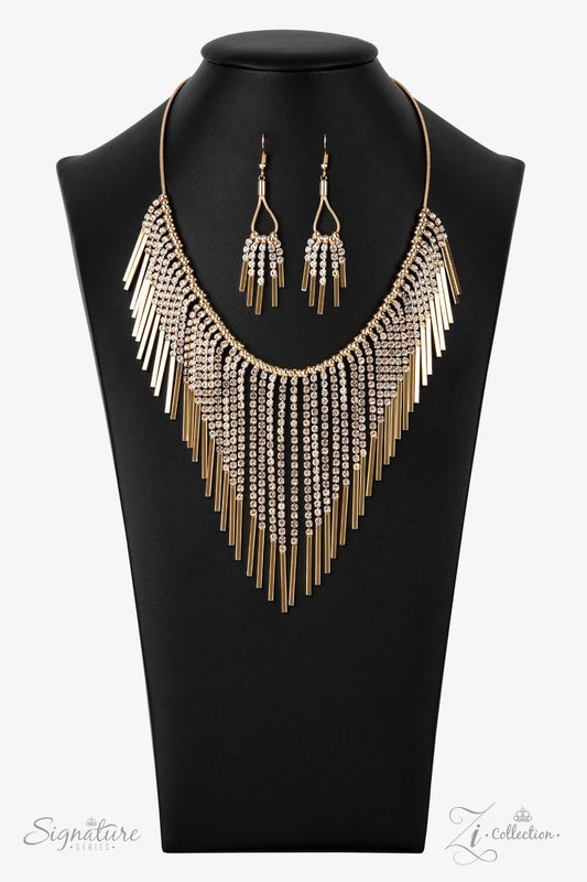 Paparazzi Accessories The Amber Seemingly separated by dainty gold beads, shimmery strands of white rhinestones majestically morph into gold rectangular frames along a sleek rounded snake chain. The glamorously golden getup stacks into timelessly tapered