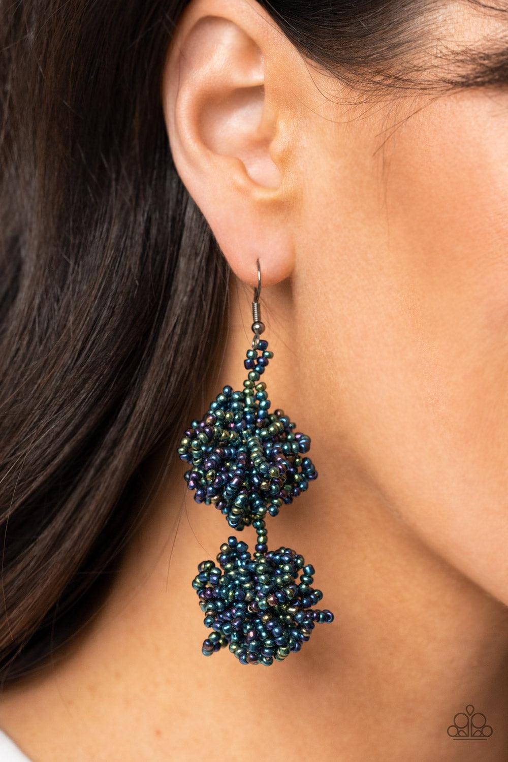 Paparazzi Accessories Celestial Collision - Multi Strands of oil spill seed beads delicately knot into an elegantly clustered lure, creating a stellar modern look. Earring attaches to a standard fishhook fitting. Sold as one pair of earrings. Earrings