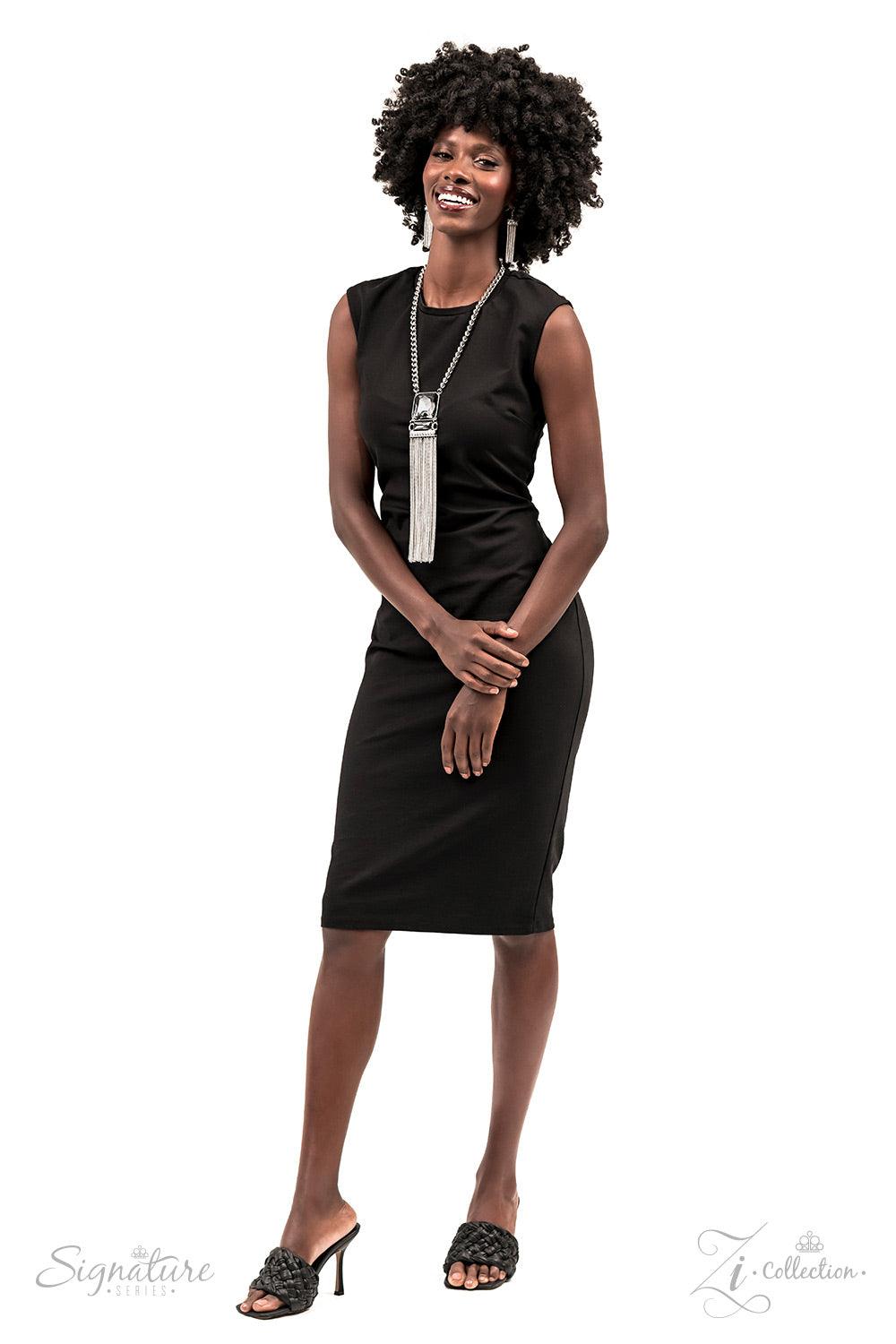 Paparazzi Accessories The Hope A dramatically oversized, smoky, Asscher cut gem sits boldly at the bottom of a thick silver chain, creating a majestic focal point. An emerald cut gem in the same smoky hue connects to the bottom of the large centerpiece, f