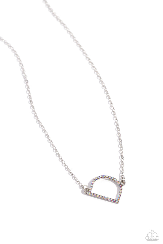 Paparazzi Accessories INITIALLY Yours - D - Multi Embossed with dainty iridescent rhinestones, a silver letter "D" hovers below the collar from a dainty silver chain, for a sentimentally simple design. Features an adjustable clasp closure. Due to its pris