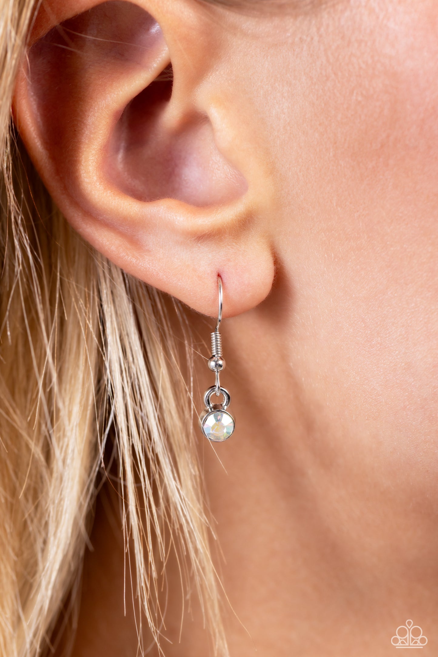 Paparazzi Accessories INITIALLY Yours - D - Multi Embossed with dainty iridescent rhinestones, a silver letter "D" hovers below the collar from a dainty silver chain, for a sentimentally simple design. Features an adjustable clasp closure. Due to its pris