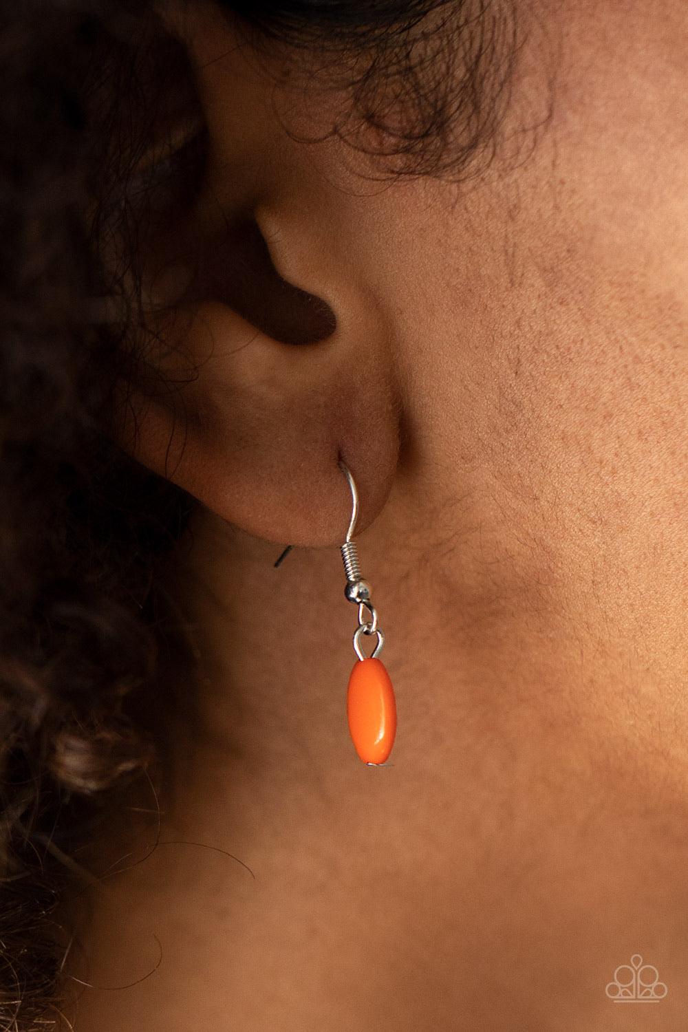 Paparazzi Accessories Law of the Jungle - Orange Sectioned off by edgy silver fittings, a flamboyant collection of vivacious orange beads link into two colorful layers below the collar for a bold pop of color. Features an adjustable clasp closure. Sold as