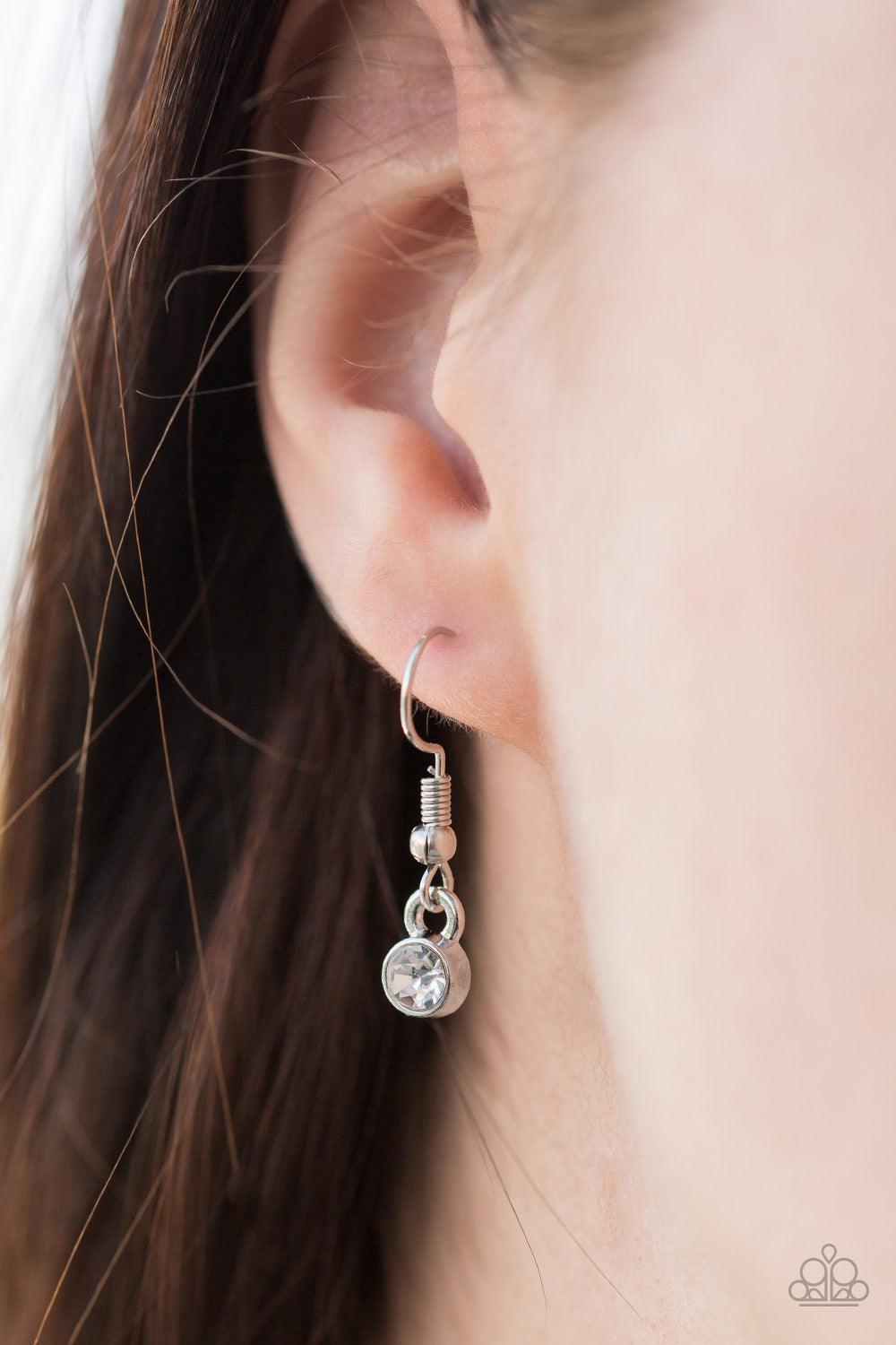 Paparazzi Accessories Come of AGELESS - Pink A teardrop pink stone is pressed into a silver frame surrounded by white rhinestones, creating a tranquil pendant below the collar. Features an adjustable clasp closure. Sold as one individual necklace. Include