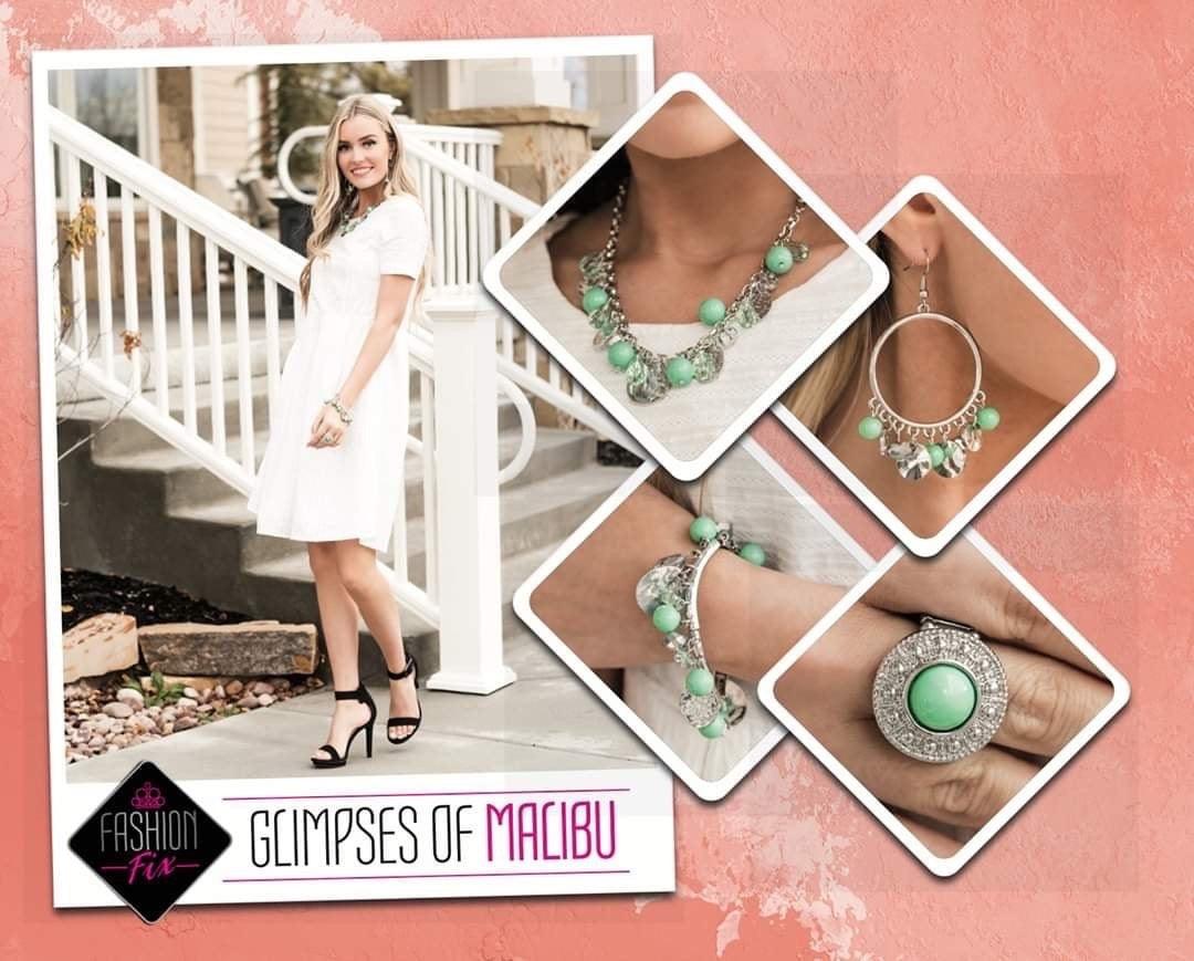Paparazzi Accessories Glimpse of Malibu : FF April 2020 The Glimpses of Malibu collection was created with inspiration from the styles of Malibu, CA. Styles in this Trend Blend will feature fun, livable fashion with an upscale flavor. The color are usuall