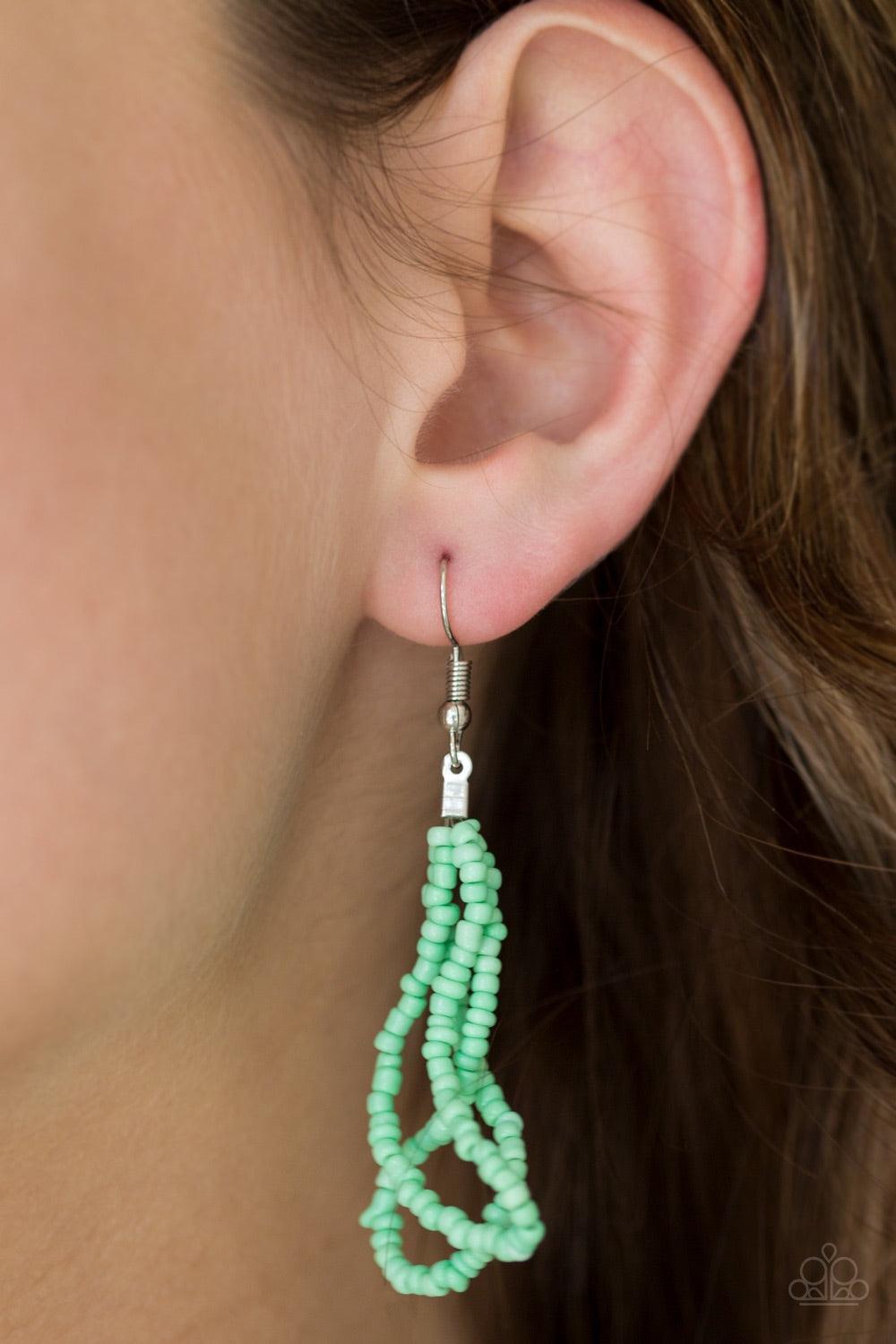 Paparazzi Accessories Summer Samba - Green Countless Spearmint seed beads drape into a gorgeous layered cascade below the collar. Dainty metallic accents are sprinkled between the colorful beads, adding irresistible hints of shimmer to the seasonal palett