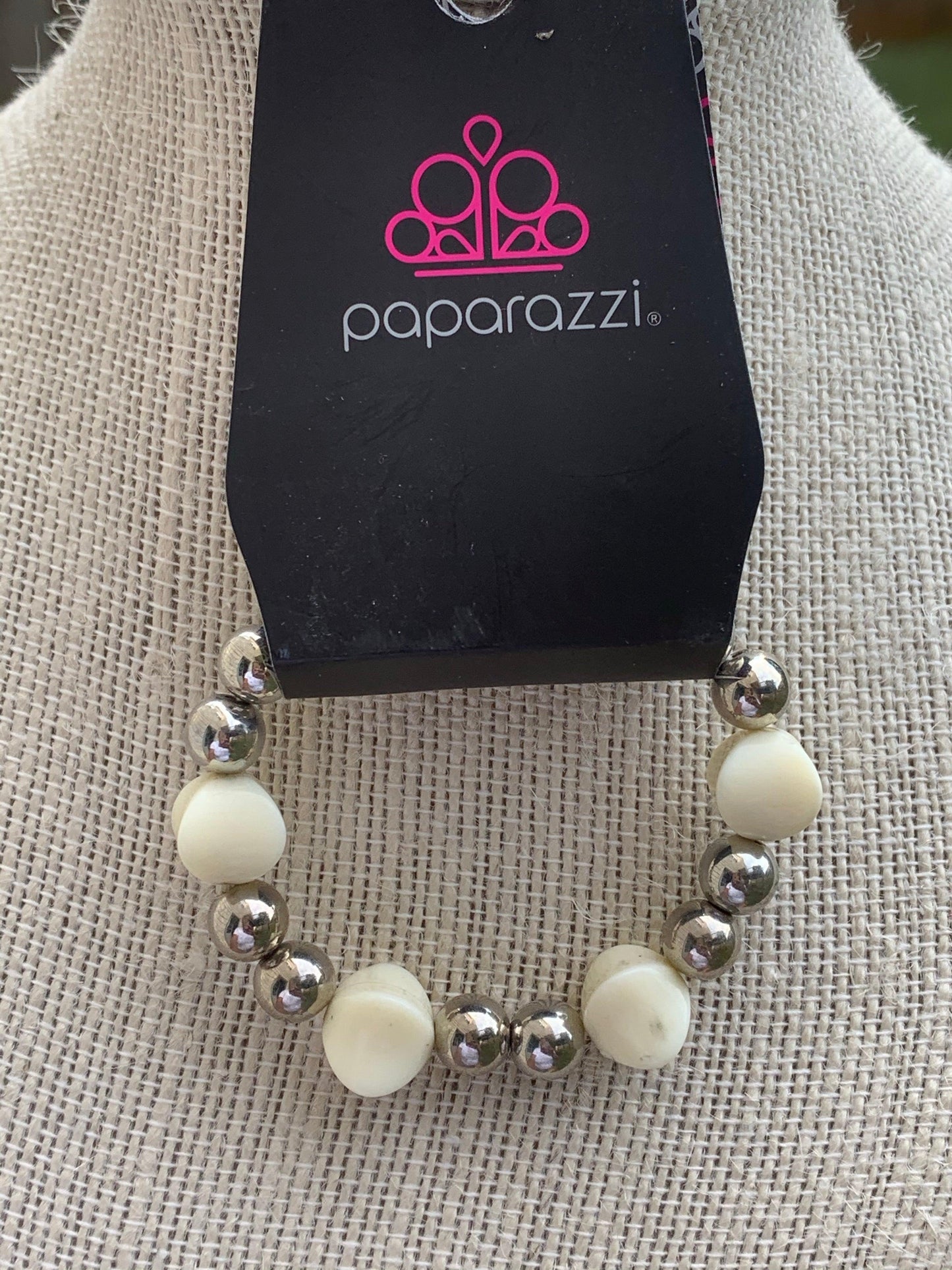 Paparazzi Accessories Starlet Shimmer Bracelet: #10 ~White White Bracelet ONLY